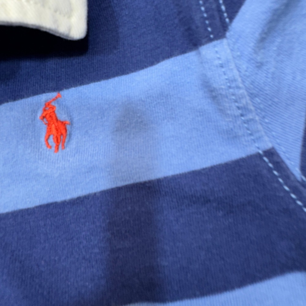 Polo Ralph Lauren Rugby Shirt Boys 6 Blue Striped RL Guide Logo Preppy Class C1 - Picture 9 of 11